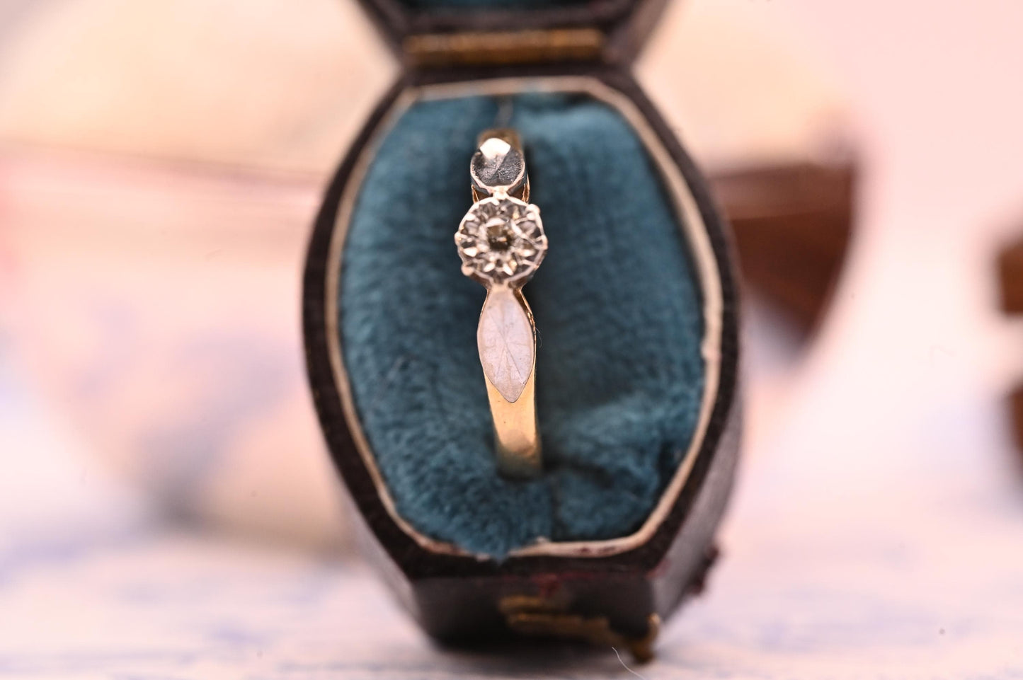 Genuine Art Deco 1920s Engagement Ring 18ct Gold and Platinum, Classic Solitaire Diamond Antique Ring