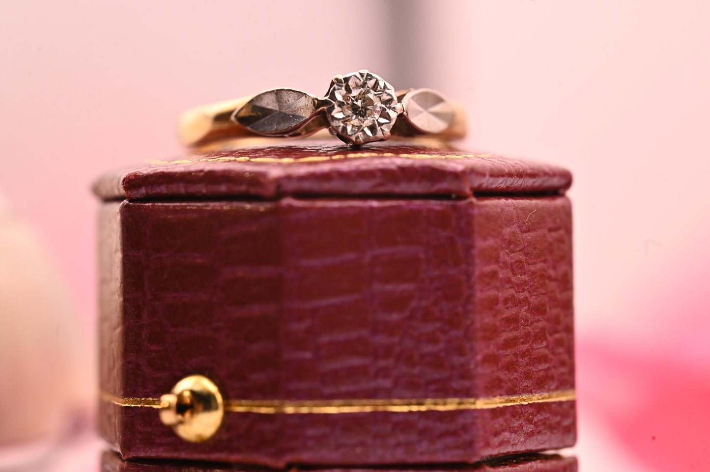 Genuine Art Deco 1920s Engagement Ring 18ct Gold and Platinum, Classic Solitaire Diamond Antique Ring