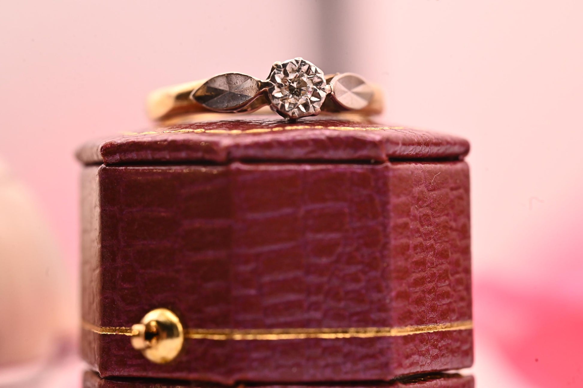 Genuine Art Deco 1920s Engagement Ring 18ct Gold and Platinum, Classic Solitaire Diamond Antique Ring