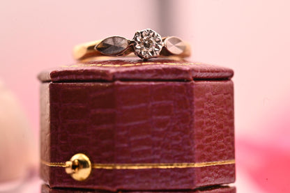 Genuine Art Deco 1920s Engagement Ring 18ct Gold and Platinum, Classic Solitaire Diamond Antique Ring