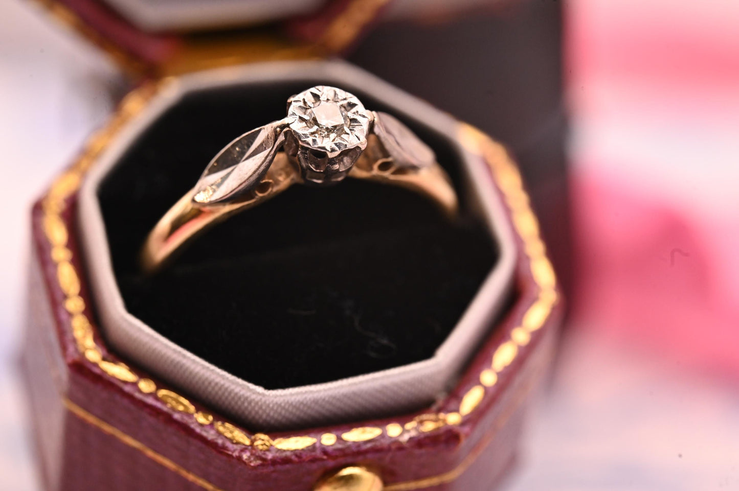 Genuine Art Deco 1920s Engagement Ring 18ct Gold and Platinum, Classic Solitaire Diamond Antique Ring