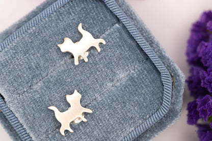 Cute Cat Stud Earrings Sterling Silver | Cute Kitty Earrings | Minimalist Cat Jewelry | Gift for Cat Lovers | Silver Cat Earrings for Women