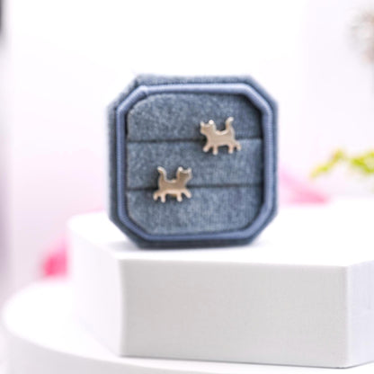 Cute Cat Stud Earrings Sterling Silver | Cute Kitty Earrings | Minimalist Cat Jewelry | Gift for Cat Lovers | Silver Cat Earrings for Women