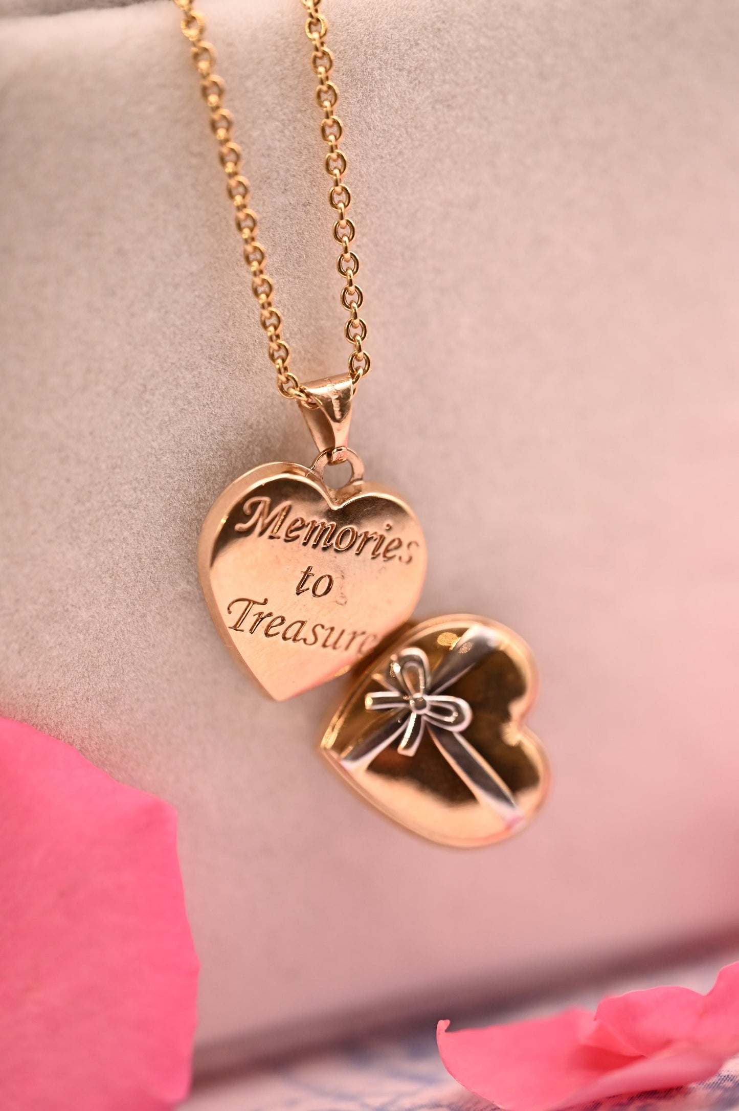 Heart with Bow Locket Jewellery, 9ct Gold Heart Locket White Gold Detail, Photo Jewelry Keepsake