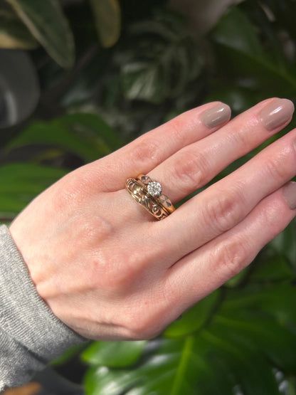 Beautiful Welsh Vintage Clogau Yellow and Rose gold Tree of Life Celtic band ring / wedding band/ statement ring.