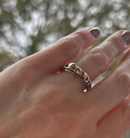 Beautiful Welsh Vintage Clogau Yellow and Rose gold Tree of Life Celtic band ring / wedding band/ statement ring.