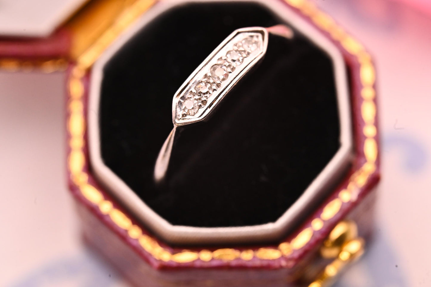 Genuine Art Deco 1920s White Gold and Platinum Diamond Ring, 18ct White Gold Antique Jewellery, Elegant Band, Jewelry for her, Stacking Ring