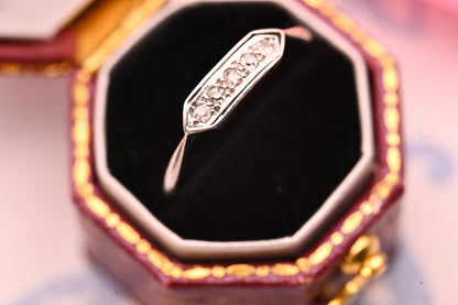 Genuine Art Deco 1920s White Gold and Platinum Diamond Ring, 18ct White Gold Antique Jewellery, Elegant Band, Jewelry for her, Stacking Ring