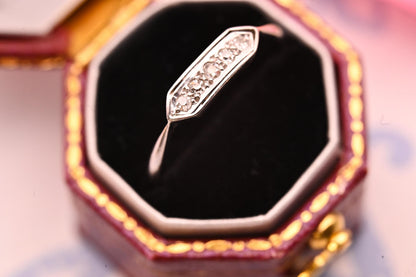 Genuine Art Deco 1920s White Gold and Platinum Diamond Ring, 18ct White Gold Antique Jewellery, Elegant Band, Jewelry for her, Stacking Ring