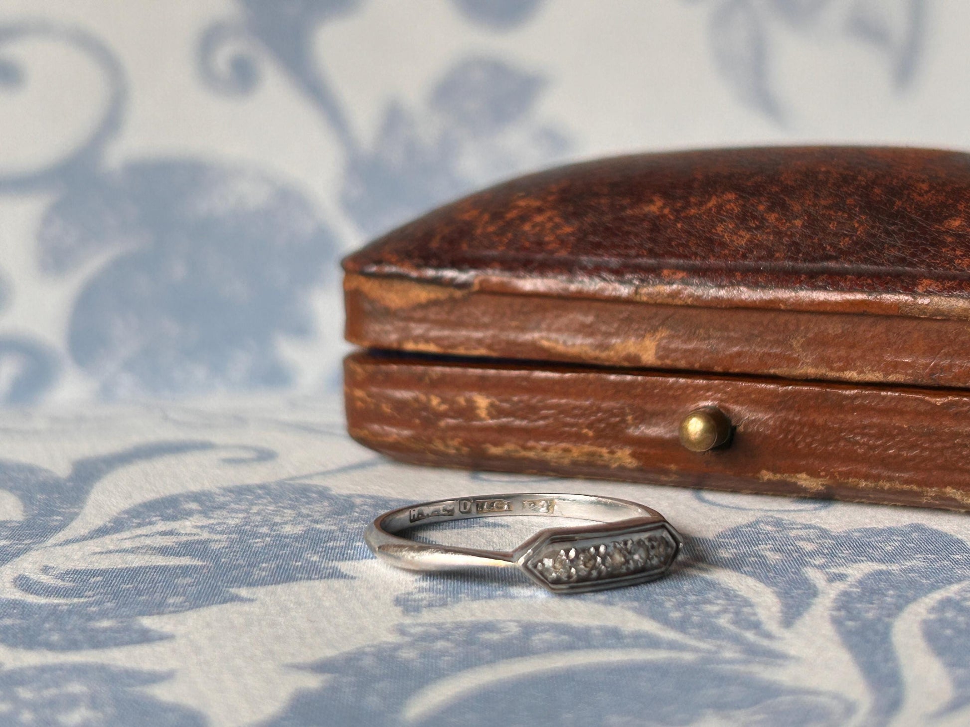 Genuine Art Deco 1920s White Gold and Platinum Diamond Ring, 18ct White Gold Antique Jewellery, Elegant Band, Jewelry for her, Stacking Ring