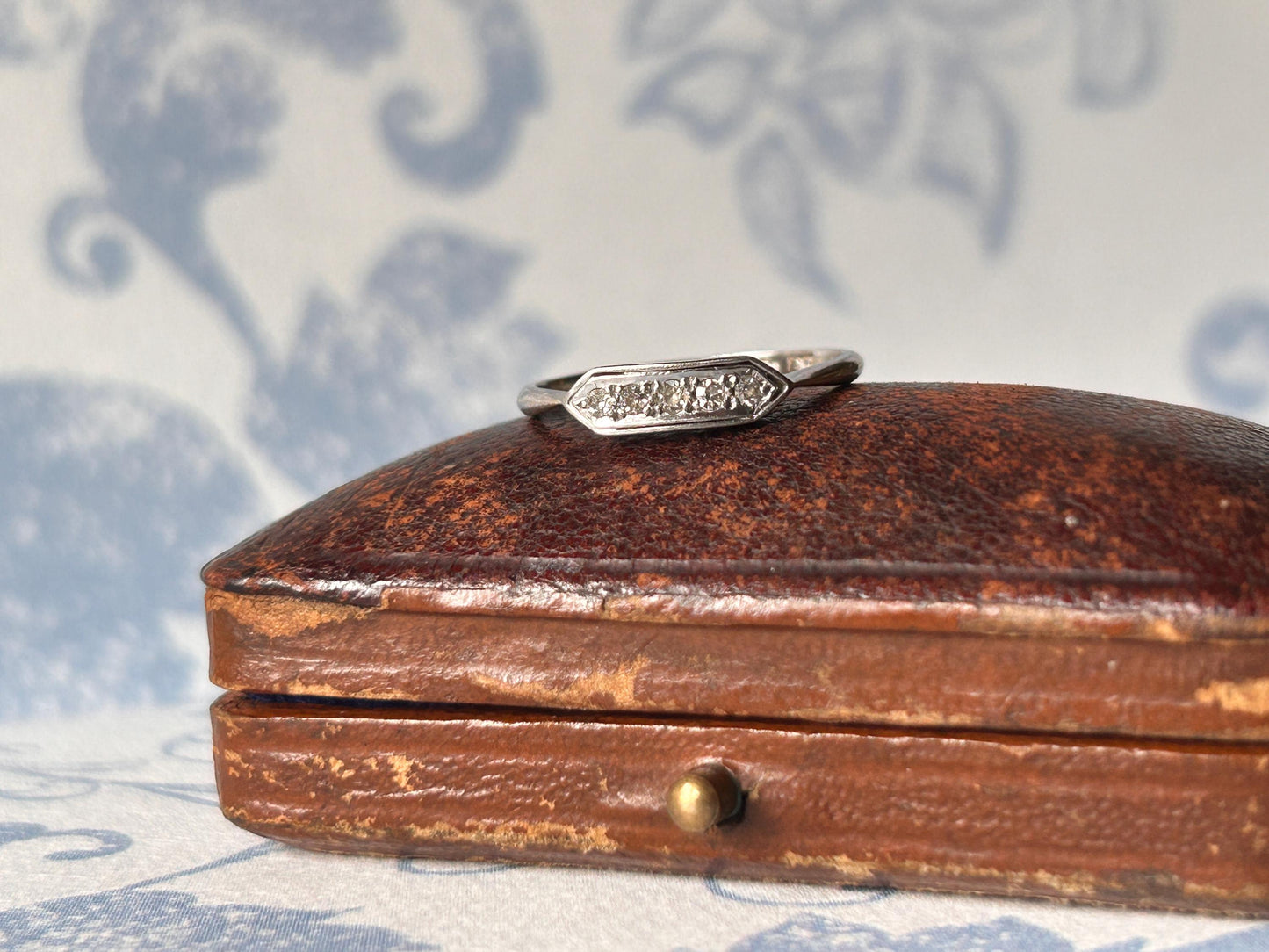 Genuine Art Deco 1920s White Gold and Platinum Diamond Ring, 18ct White Gold Antique Jewellery, Elegant Band, Jewelry for her, Stacking Ring