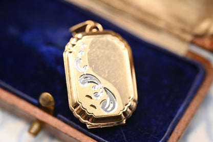 Vintage 9ct Gold Octogon Art Deco Style Locket with 18" Chain, keepsake necklace photo Jewelry 9k