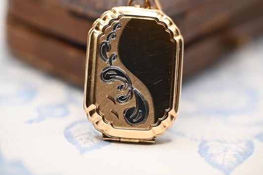 Vintage 9ct Gold Octogon Art Deco Style Locket with 18" Chain, keepsake necklace photo Jewelry 9k