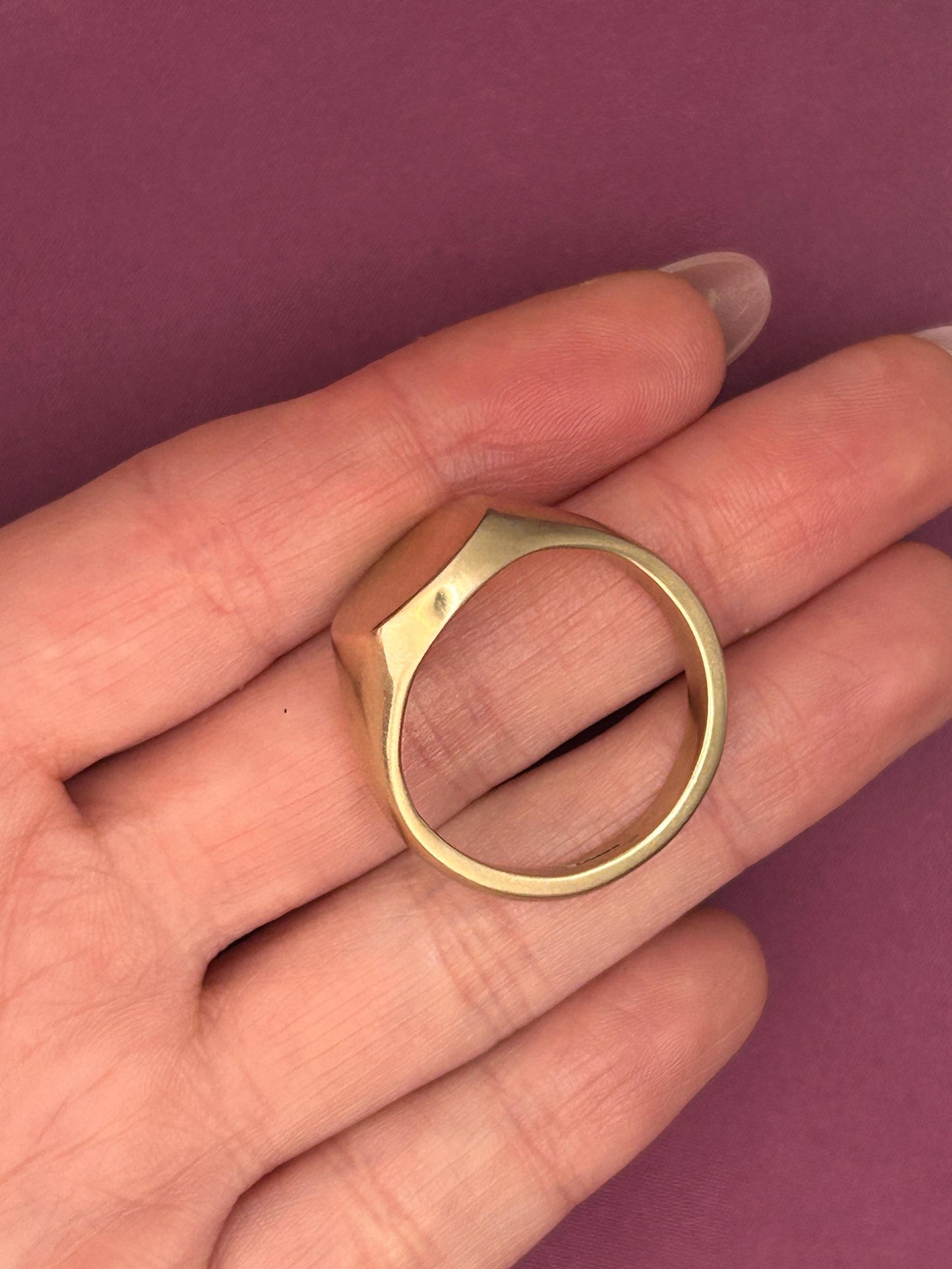 Vintage Heavy Signet Mens Ring 9ct Gold, Chunky Oval Plain Signet Classic Ring 9k, Estate Jewelry for Him - Size UK W / US 11