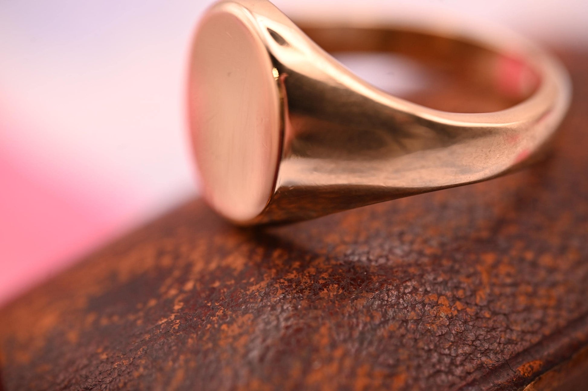 Vintage Heavy Signet Mens Ring 9ct Gold, Chunky Oval Plain Signet Classic Ring 9k, Estate Jewelry for Him - Size UK W / US 11