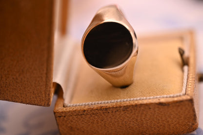 Vintage Heavy Signet Mens Ring 9ct Gold, Chunky Oval Plain Signet Classic Ring 9k, Estate Jewelry for Him - Size UK W / US 11