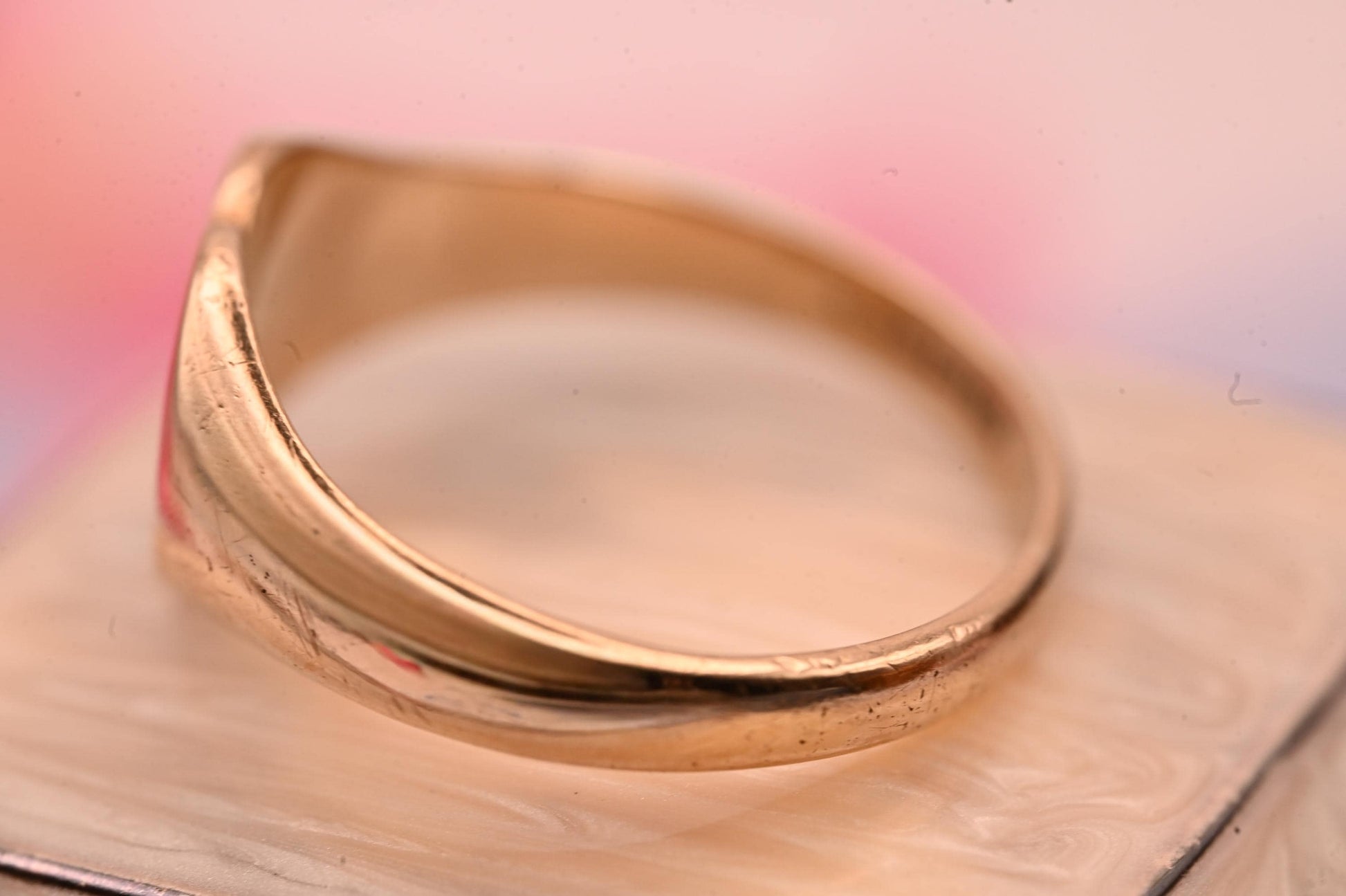 Vintage 1980s Signet Heart Ring 9ct Gold With Floral Scroll, Retro Jewelry Classic Ring, Heart Jewelry Size K / US 5.5