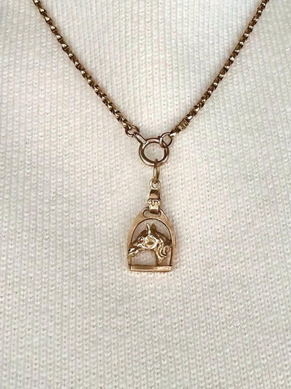 English Mid-Century Vintage 9ct Gold Horse Pendant - Equestrian Jewellery