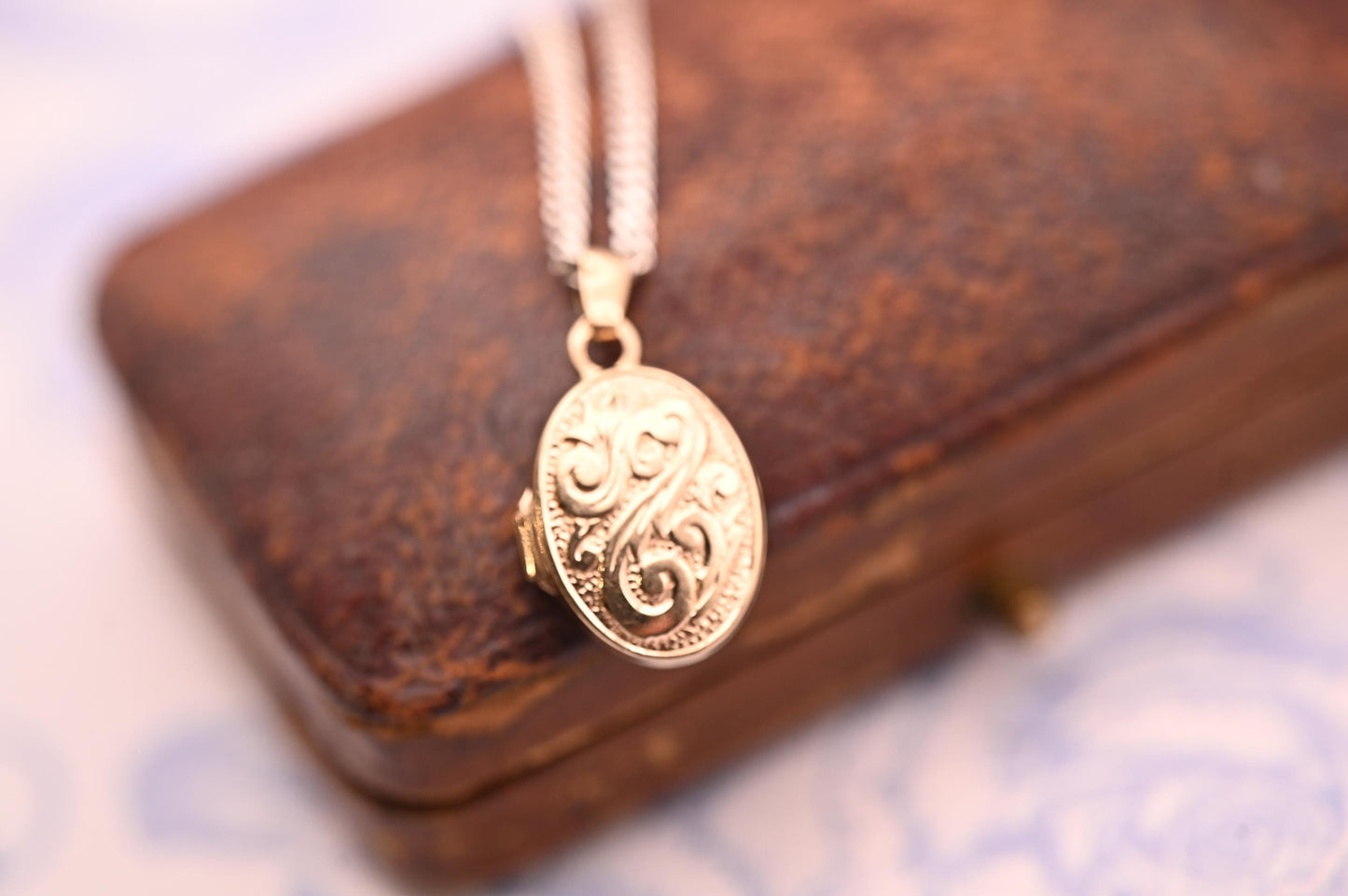 Vintage Mini Photo Locket 9ct Gold, Tiny Locket Oval Charm 9k