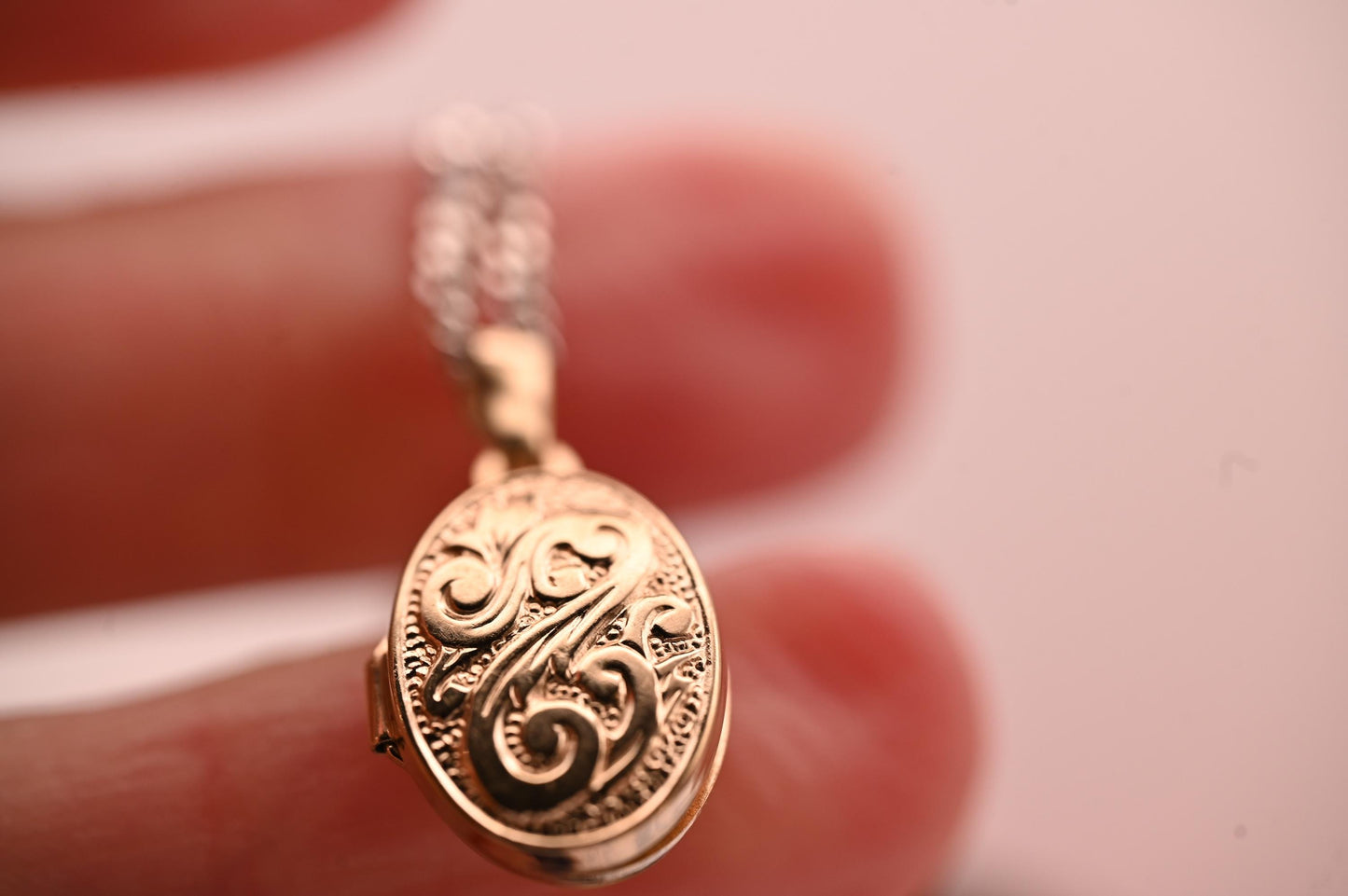 Vintage Mini Photo Locket 9ct Gold, Tiny Locket Oval Charm 9k