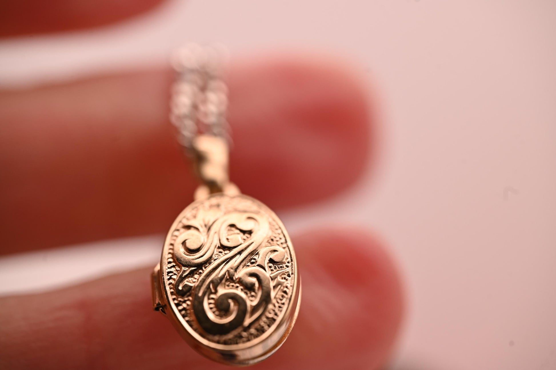 Vintage Mini Photo Locket 9ct Gold, Tiny Locket Oval Charm 9k