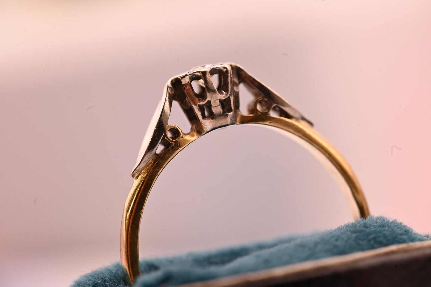 Genuine Art Deco 1920s Engagement Ring 18ct Gold and Platinum, Classic Solitaire Diamond Antique Ring