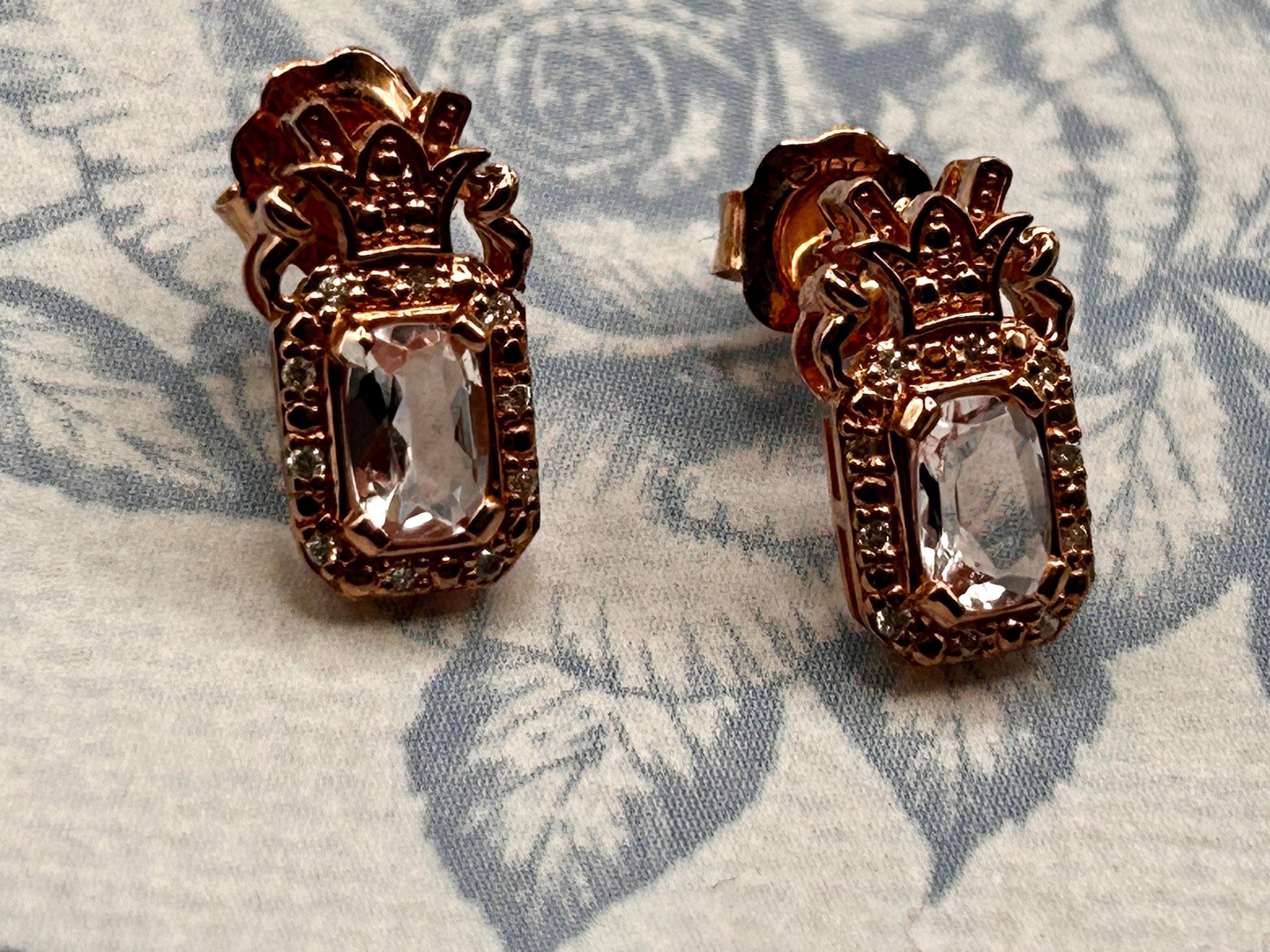 Vintage Clogau Earrings Morganite 9ct Rose Gold Studs