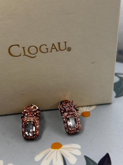 Vintage Clogau Earrings Morganite 9ct Rose Gold Studs