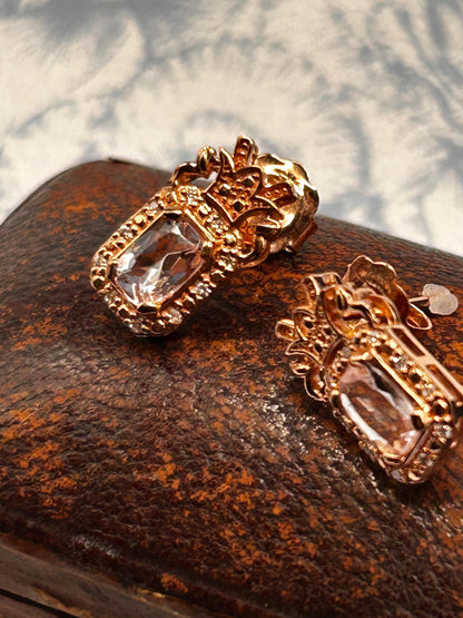 Vintage Clogau Earrings Morganite 9ct Rose Gold Studs
