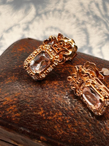 Vintage Clogau Earrings Morganite 9ct Rose Gold Studs