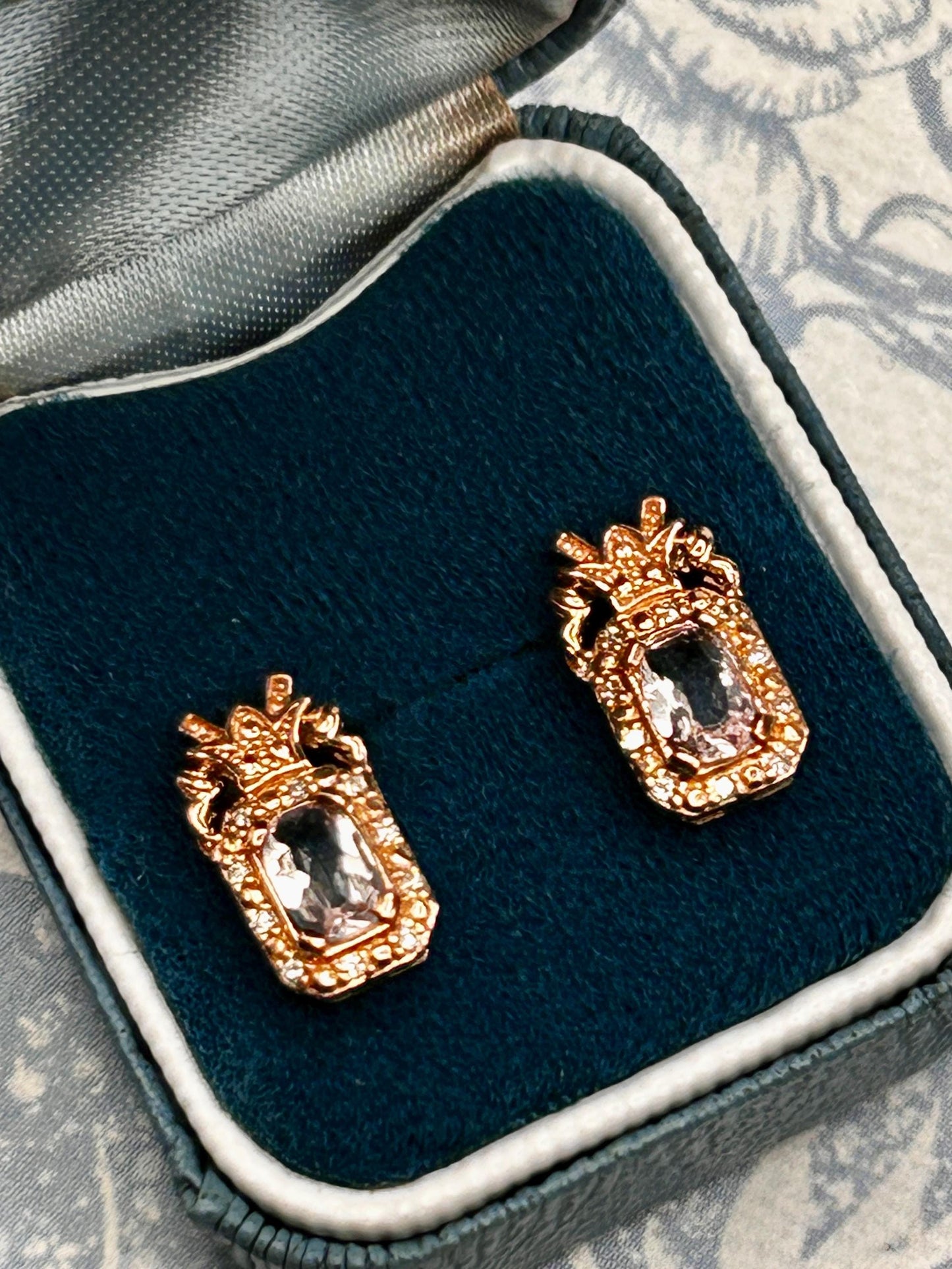 Vintage Clogau Earrings Morganite 9ct Rose Gold Studs