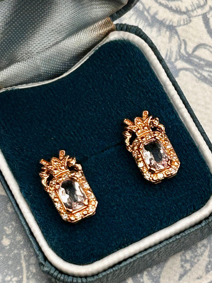 Vintage Clogau Earrings Morganite 9ct Rose Gold Studs