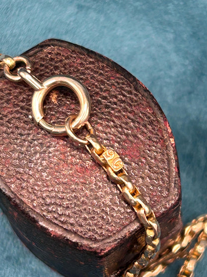 Victorian 9ct Gold Double Sided Locket with Chain and Original Photographs