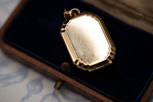 Vintage 9ct Gold Octogon Art Deco Style Locket with 18" Chain, keepsake necklace photo Jewelry 9k