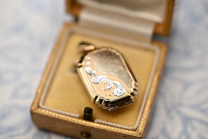 Vintage 9ct Gold Octogon Art Deco Style Locket with 18" Chain, keepsake necklace photo Jewelry 9k