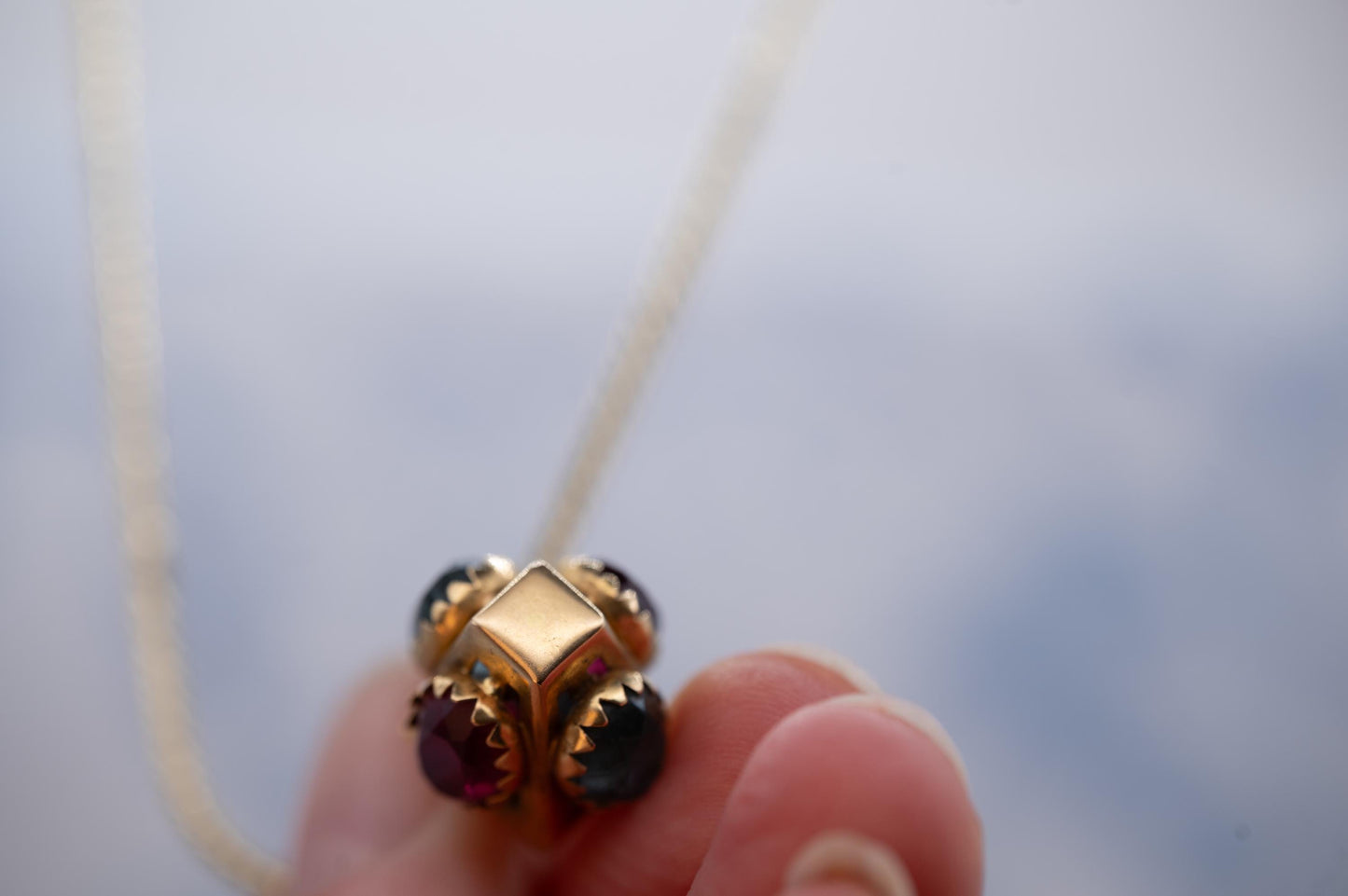 Stunning rare antique /vintage French 18ct gold ruby and topaz lantern charm pendant