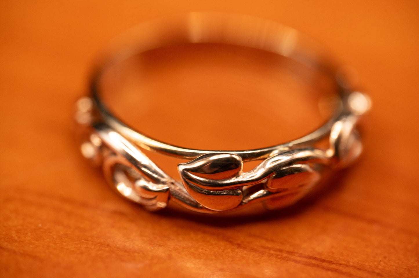 Vintage Clogau 9ct Gold Ring Tree of Life - Welsh Gold Celtic Jewelry - Tear Drop Floral Band UK Size P / US 8