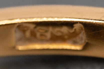 Antique Victorian 18ct Solid Yellow Gold Ring, Hard Stone Cameo Classical Male Figure - Estate Jewelry Size N / 7