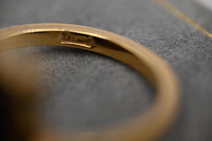 Antique Victorian 18ct Solid Yellow Gold Ring, Hard Stone Cameo Classical Male Figure - Estate Jewelry Size N / 7