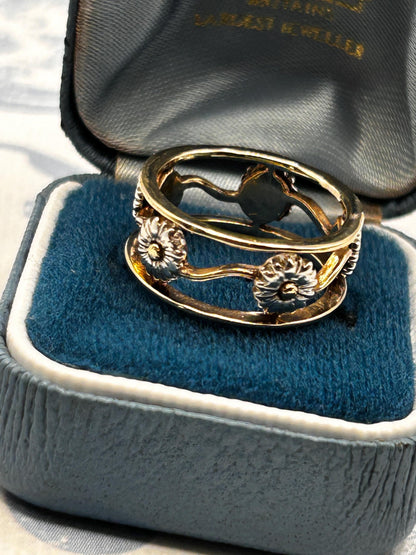 Vintage Clogau 9ct Yellow & White Gold Statement Daisy Ring
