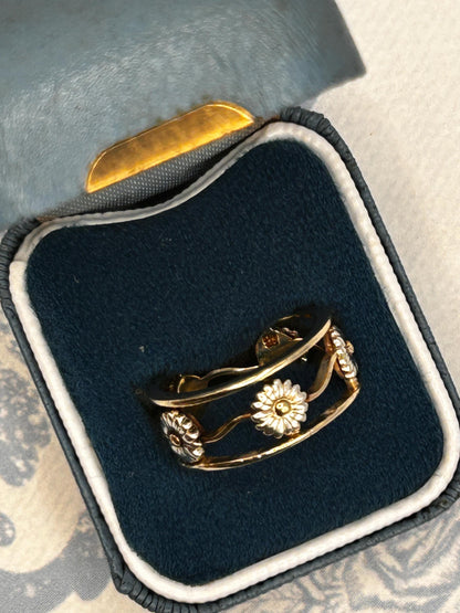 Vintage Clogau 9ct Yellow & White Gold Statement Daisy Ring