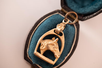 English Mid-Century Vintage 9ct Gold Horse Pendant - Equestrian Jewellery