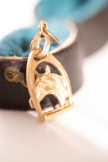 English Mid-Century Vintage 9ct Gold Horse Pendant - Equestrian Jewellery
