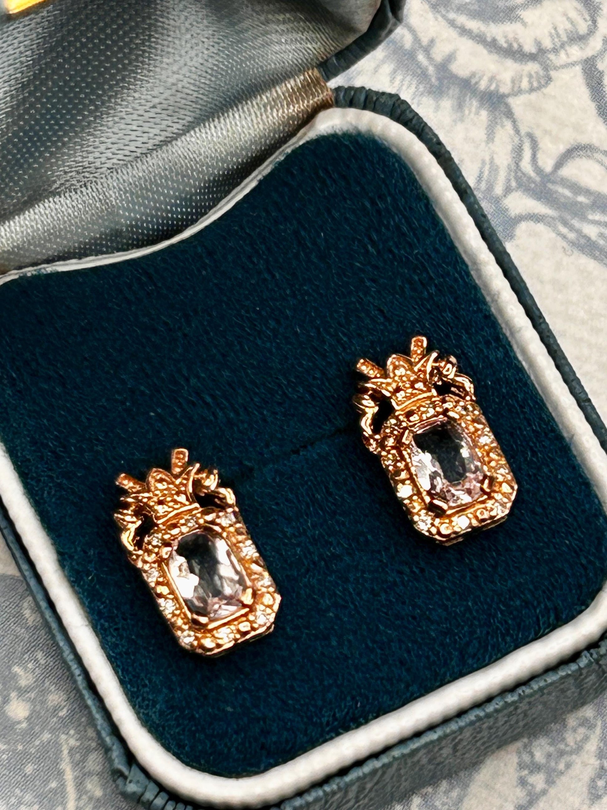 Vintage Clogau Earrings Morganite 9ct Rose Gold Studs