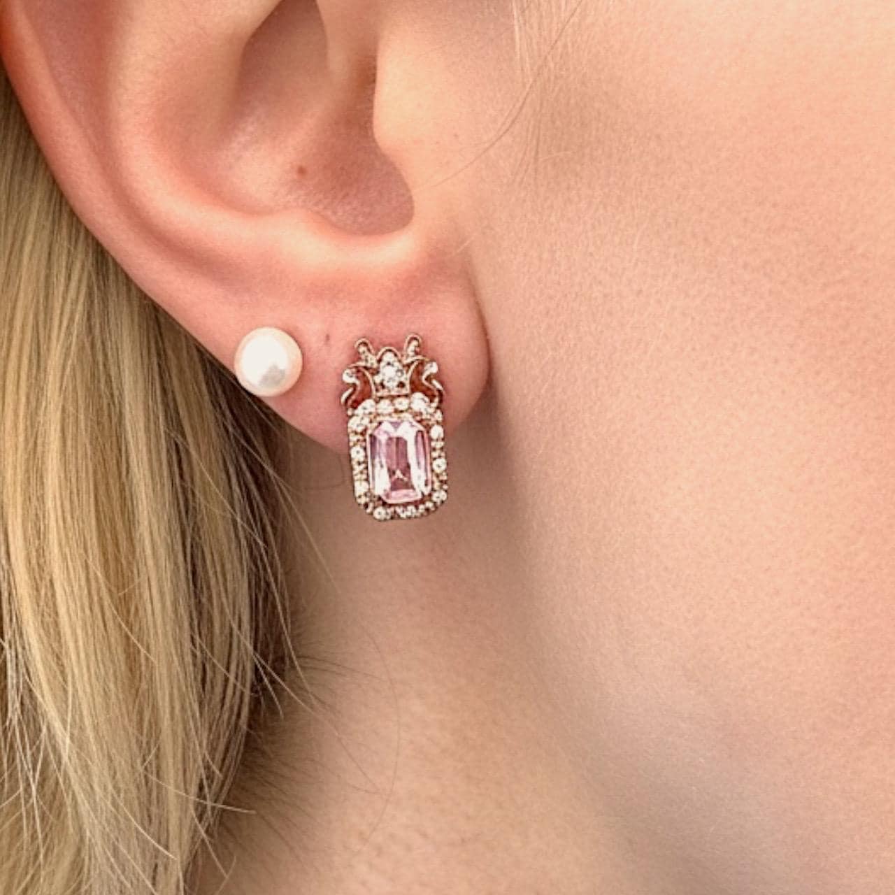 Vintage Clogau Earrings Morganite 9ct Rose Gold Studs