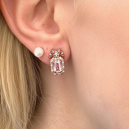 Vintage Clogau Earrings Morganite 9ct Rose Gold Studs