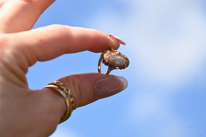 Vintage Unusual 1970's Cameo Oval Ring 9ct Gold / Classical Cameo Jewellery UK Size H / US 4