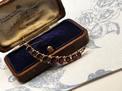 Victorian 9ct Moon Cresecent Brooch Garnet Antique Jewellery