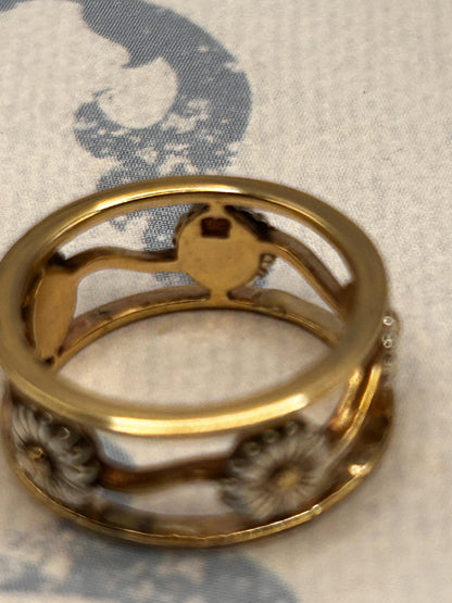 Vintage Clogau 9ct Yellow & White Gold Statement Daisy Ring