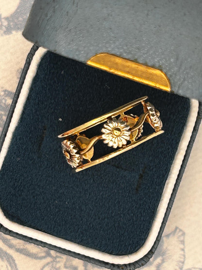Vintage Clogau 9ct Yellow & White Gold Statement Daisy Ring